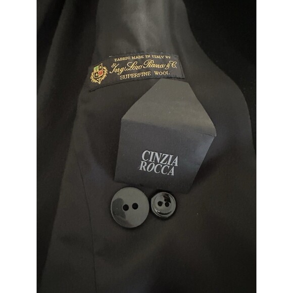 Cinzia Rocca Ing Loro Piana Italy Superfine Wool Coat Lined Black Size 6 - Picture 7 of 16